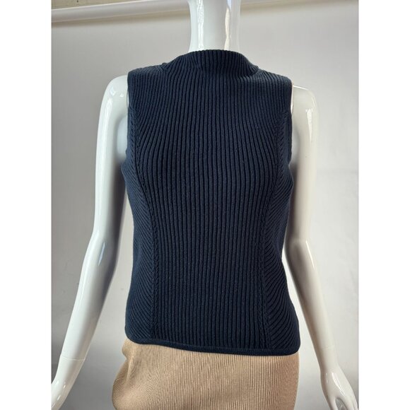Tommy Hilfiger Navy Blue Sleeveless Ribbed Knit Cotton Top Size SP - Picture 9 of 16